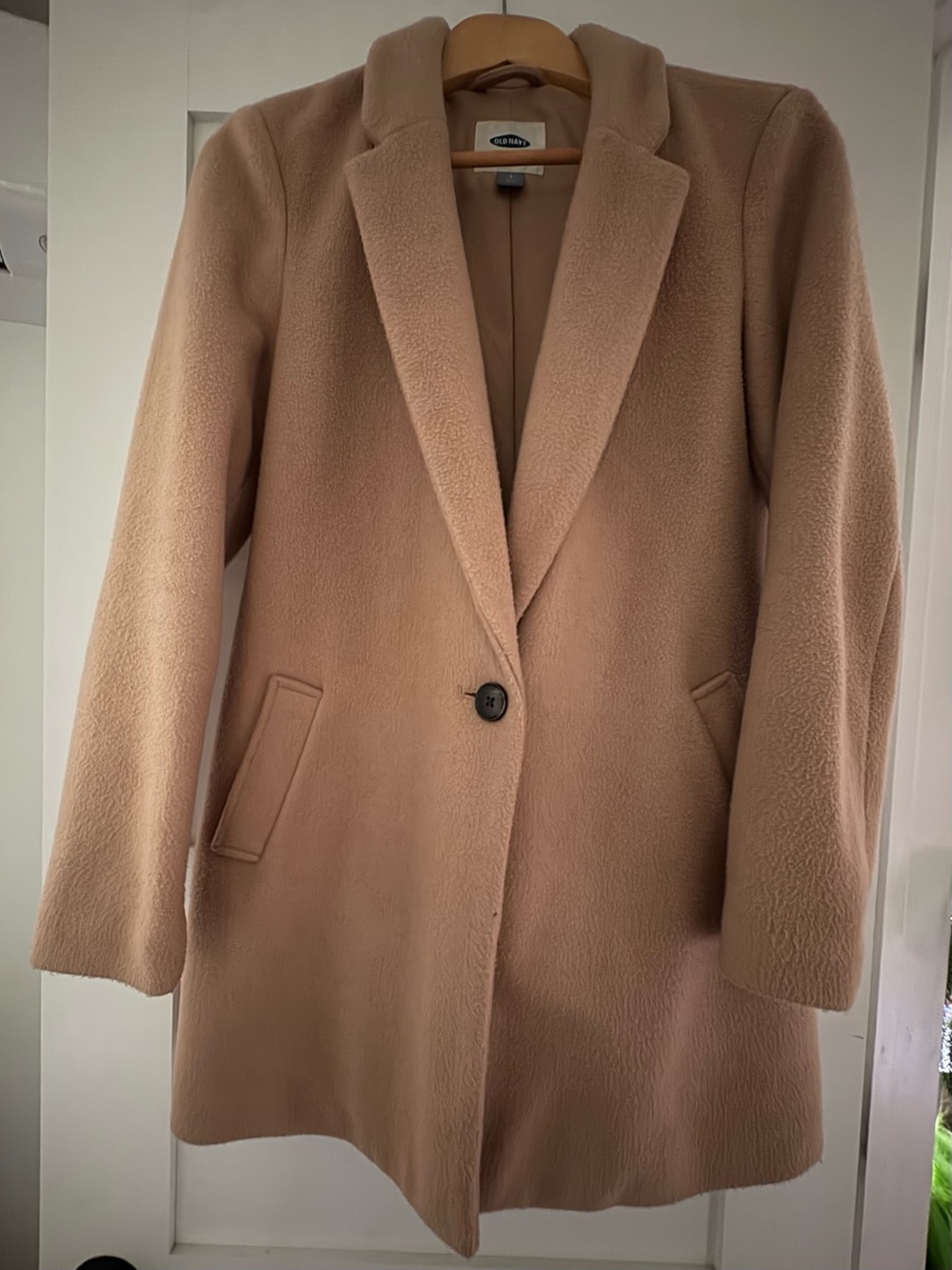 Old Navy Camel Single Button Wool Coat